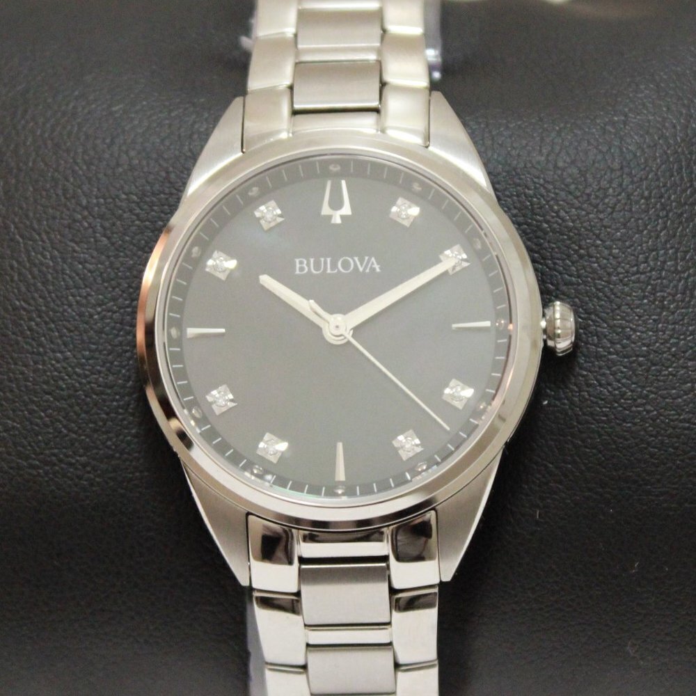 Bulova Sutton Ladies Watch Diamond Indices Black Mother Of Pearl Dial 33mm - Picture 6 of 13